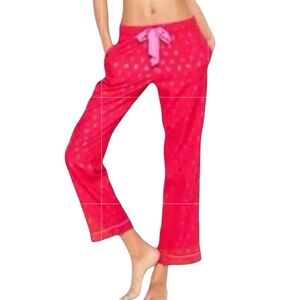 Victoria’s Secret Red and Pink Flannel Logo Pajama Bottoms Size Large